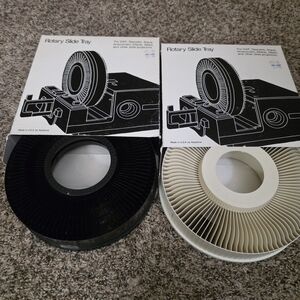 Black and White Rotary Slide Trays Lot Of 6 Old Film Slides Varrious Sizes